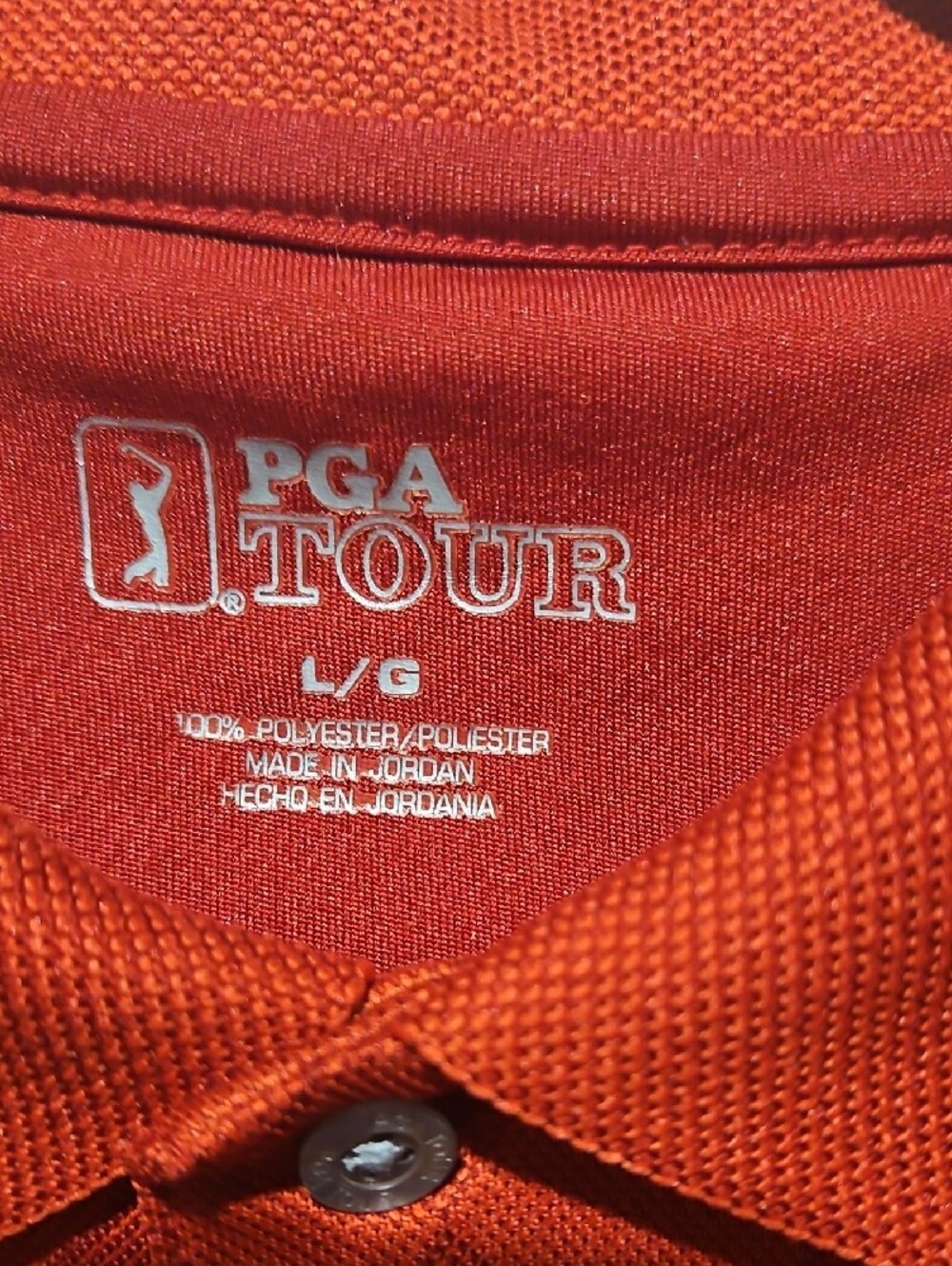 PGA Tour Men's Rusty Red Diamond Jacquard Polo - Picture 2 of 4